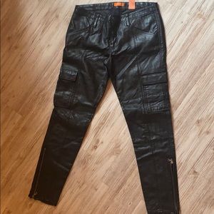 Black faux leather pants